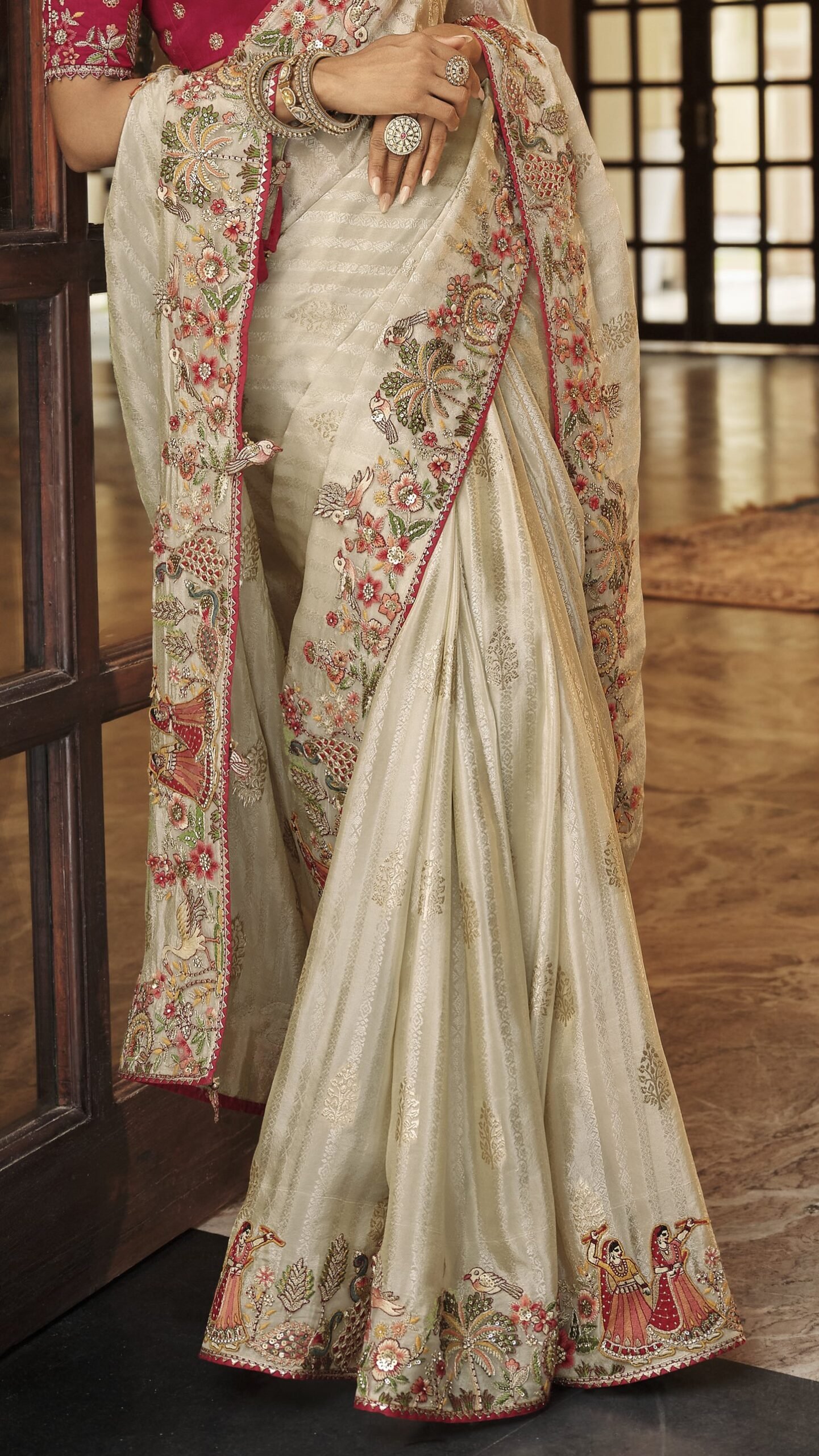 Soft Silk Embroidered Saree - Image 2