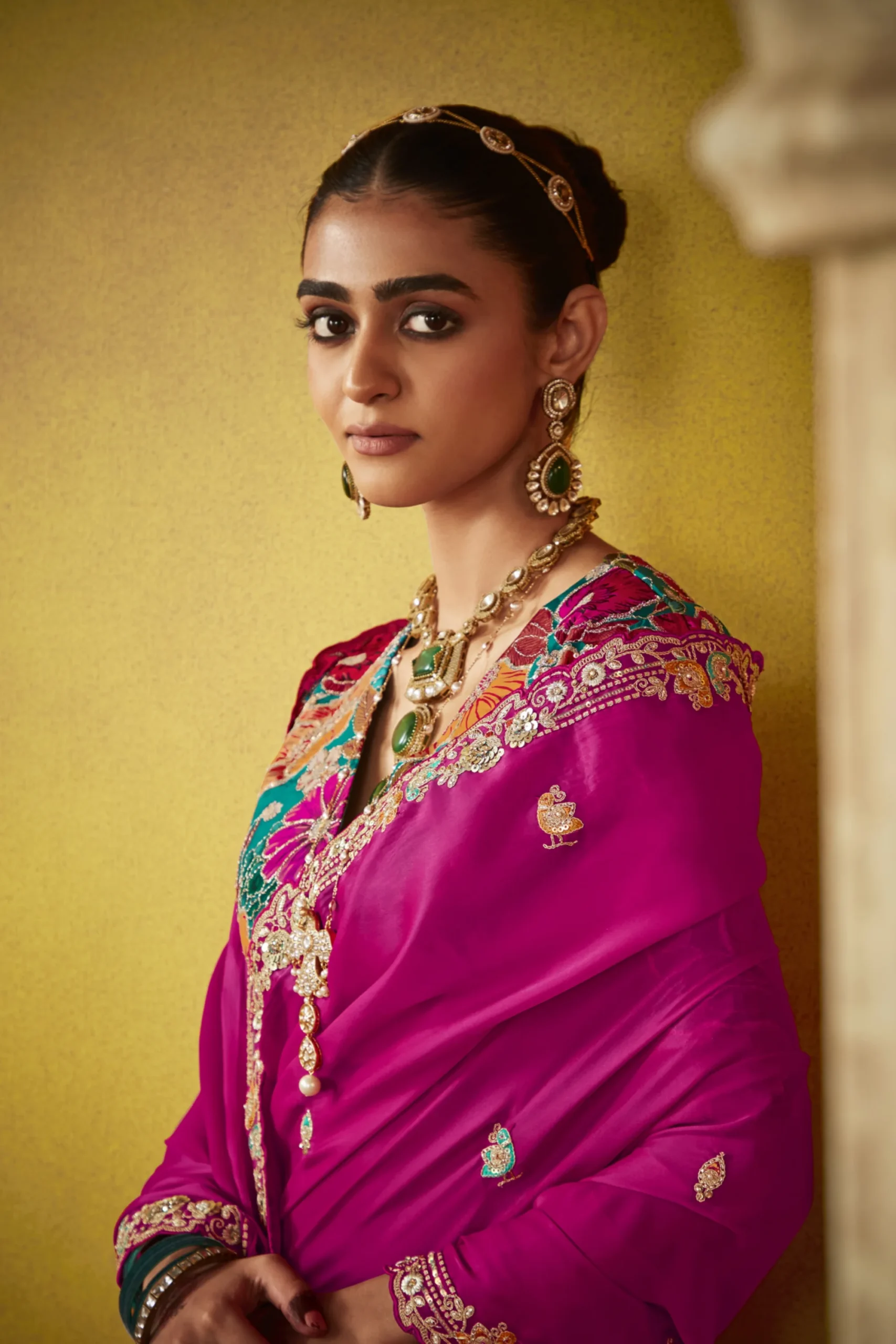 Glass Tissue Embroidered Saree - Image 3