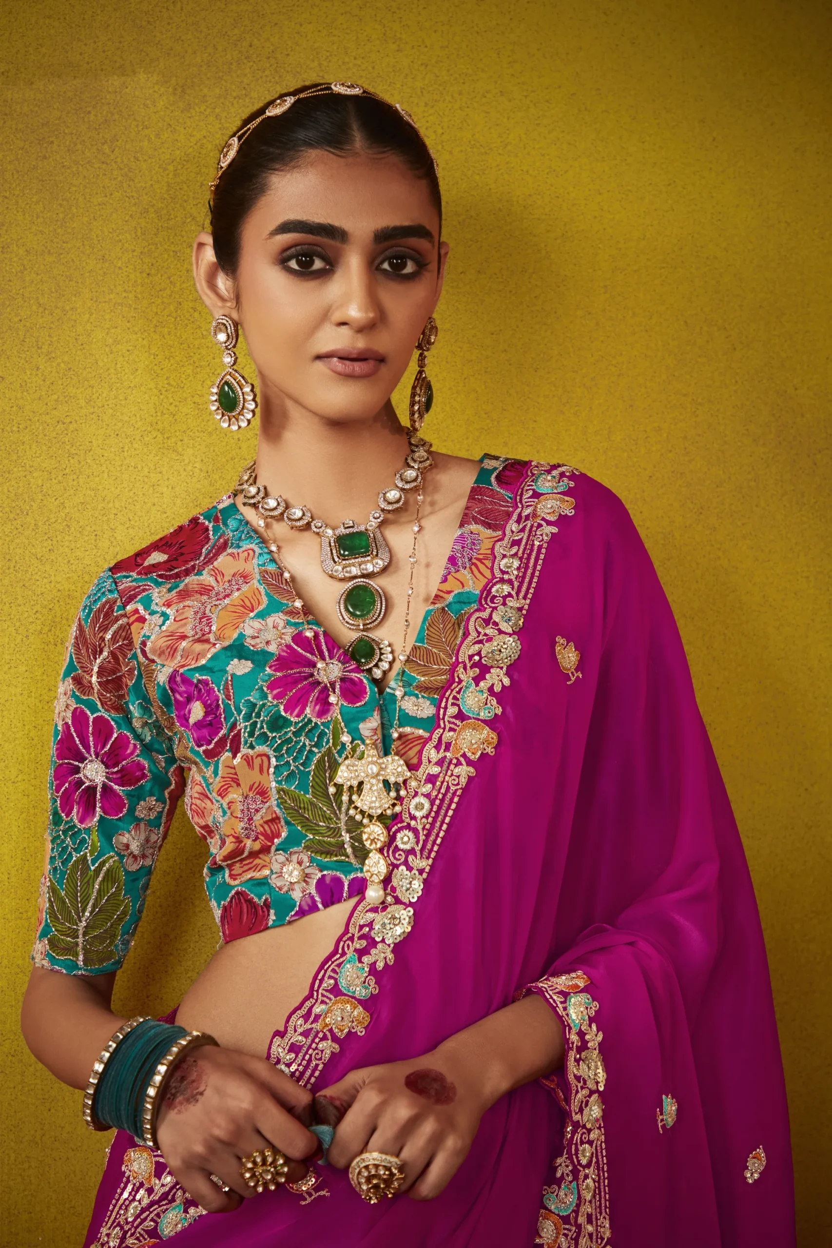 Glass Tissue Embroidered Saree - Image 2
